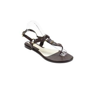 A. Testoni Womens Ankle T Strap Sandals Brown Leather Size 38.5